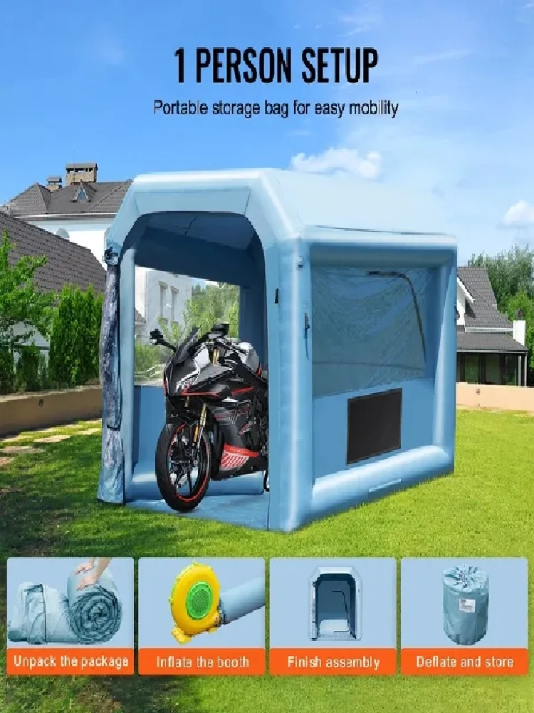 VEVOR Inflatable Paint Booth, 9.8 x 8.2 x 8.2 ft Inflatable Spray Booth, with 550W Powerful Blower and Air Filter System, Portab 6