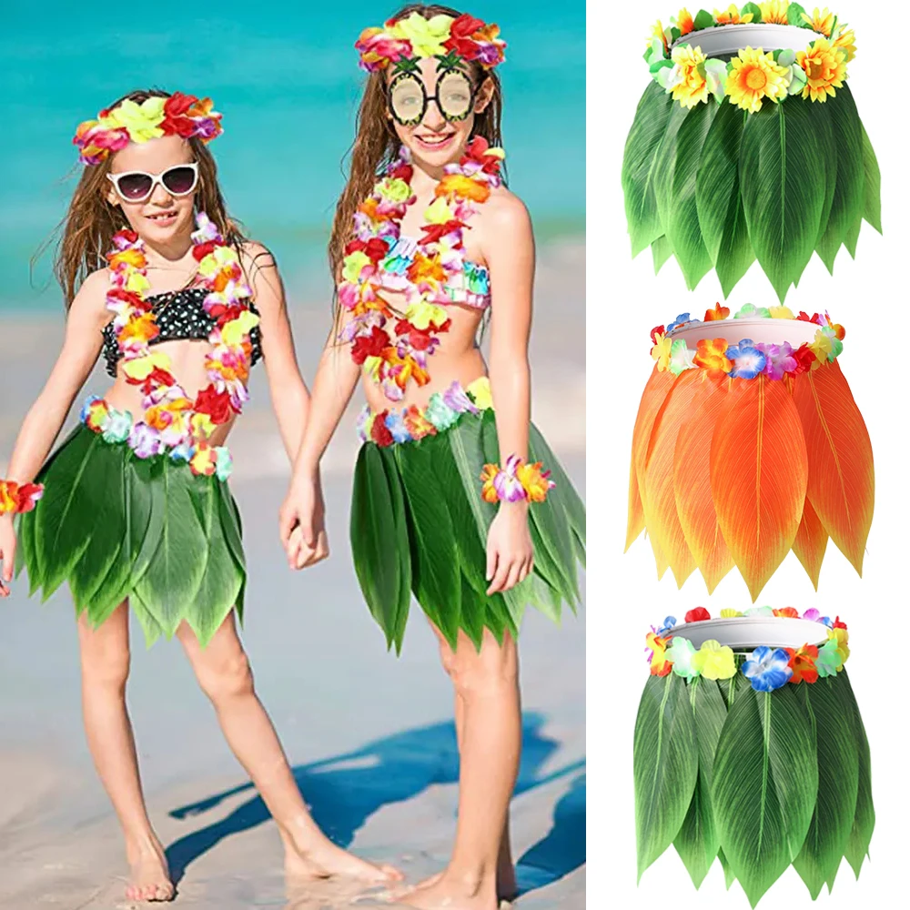 Fantasia Saia Havaiana Infantil Festa Luau Hawaii Com Flores 30 CM