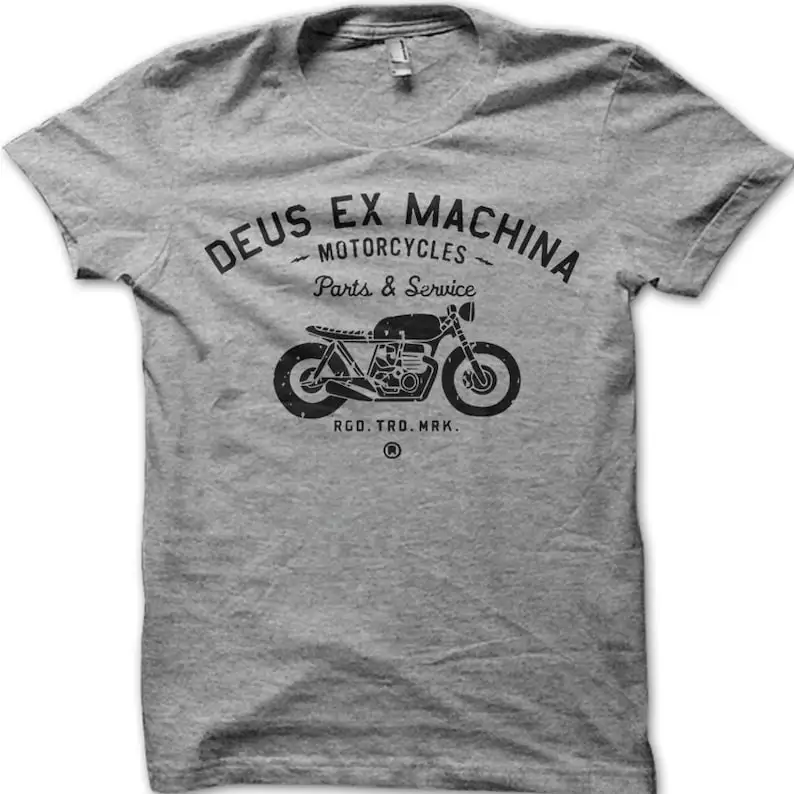 

Korean popular motorcycle Cafe Racer rider print men's ex machina cotton T-shirt casual retro fashion items