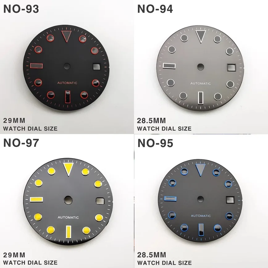 

28.5mm Black Sterile Dial Fit NH35/2813/8215/8200/821A Movement Watch Accessories Watch Dials Watch MOD No Logo