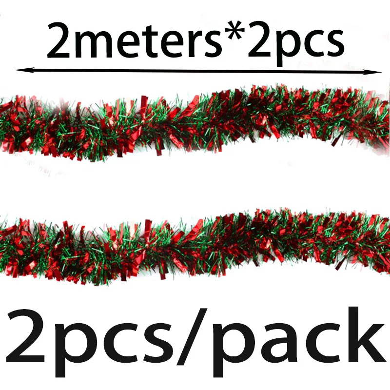 (2Pcs/bag)8.83Cmx2M Long Christmas Decoration Red and Green Striped Flower Christmas Tree Pendant Matching Design