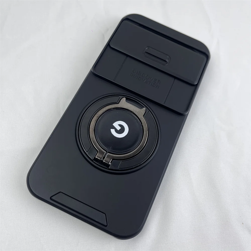 Hybrid Dual Layer Armor Case with Metal Ring Stand and Slide Camera Lens Protection