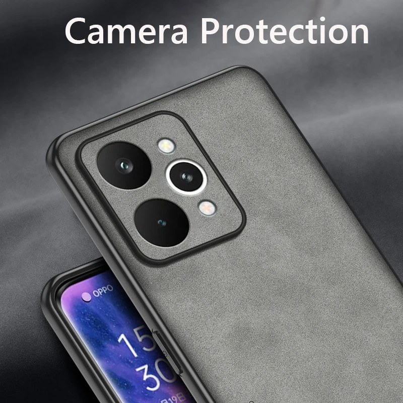 Luxury Retro Leather Skin Feel Shockproof Matte Silicone Case Cover