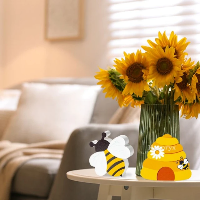 Centrotavola A Nido D'Ape Per Feste | 4 Pezzi Con Adesivi Api E Girasoli | Tema Baby Shower - Foto 10