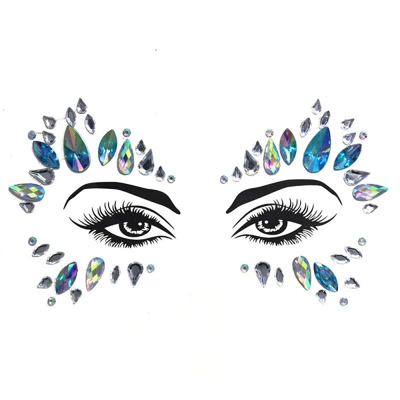Rhinestone Face Jewels: Festival Glitter Crystal Stickers