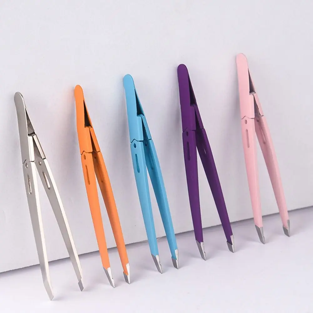 Portable Eyebrow Tweezer Durable Hair Removal Stainless Steel Makeup Tools Multi-purpose Colorful Slanted Eye Brow Clips Women 1pc professional stainless steel hair removal eye brow eyebrow tweezers clip gold women beauty makeup tools