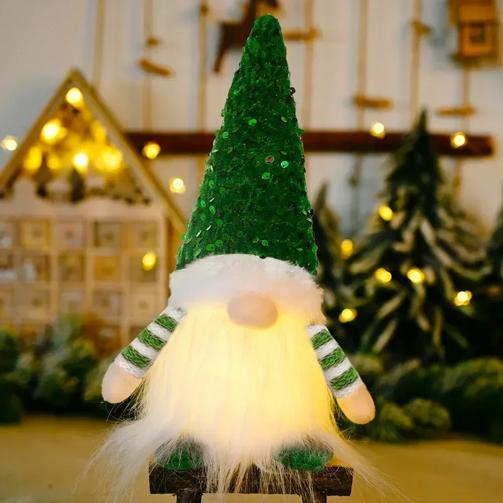 thumbnail image 1 of Muñeco de gnomo de punto brillante con luz LED de noche, decoración navideña 2024, decoración del árbol de Navidad para el hogar, regalo de Año Nuevo 2025, 1 of 5