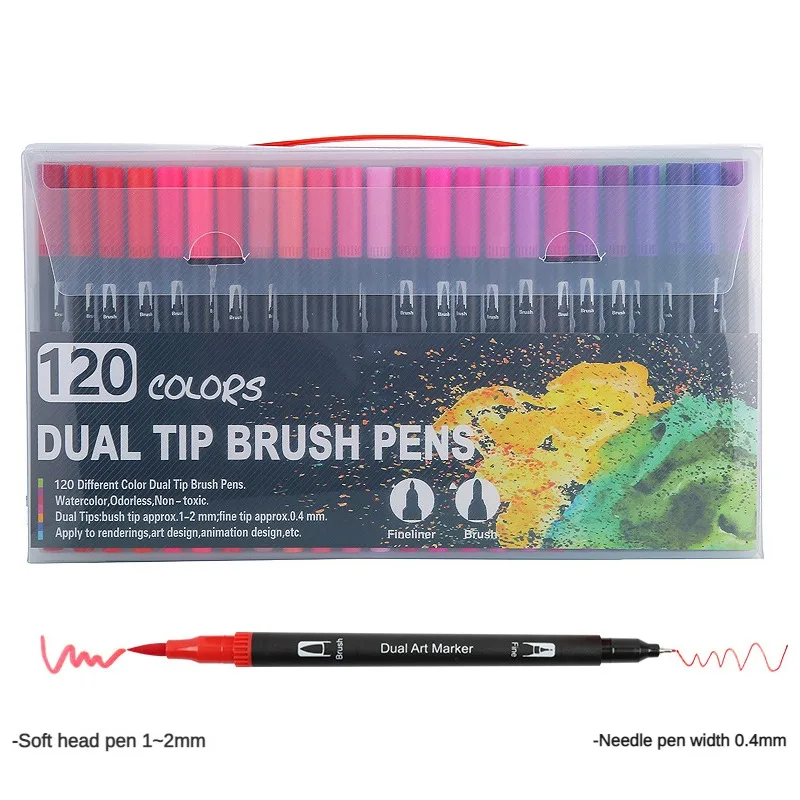 Acrylic Paint Markers 120 Colors Duo Tip Pens Fineliners Art