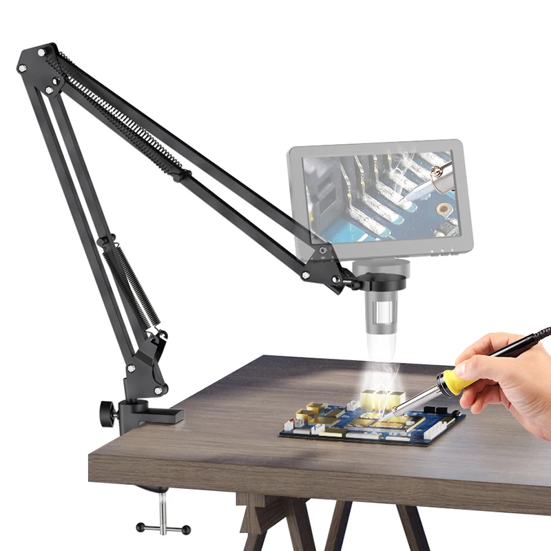 RIEVBCAU ยืดหยุ่นกล้องจุลทรรศน์ขาตั้งแขน,ปรับวงเล็บโลหะเหรียญกล้องจุลทรรศน์ Mount ใช้งานร่วมกับ DM4 DM7 DM9 MS1 MS3 1