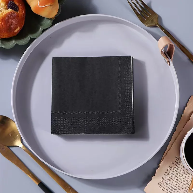 20Pcs Black Pure Color Disposable Napkins Party Tissues disposable napkins