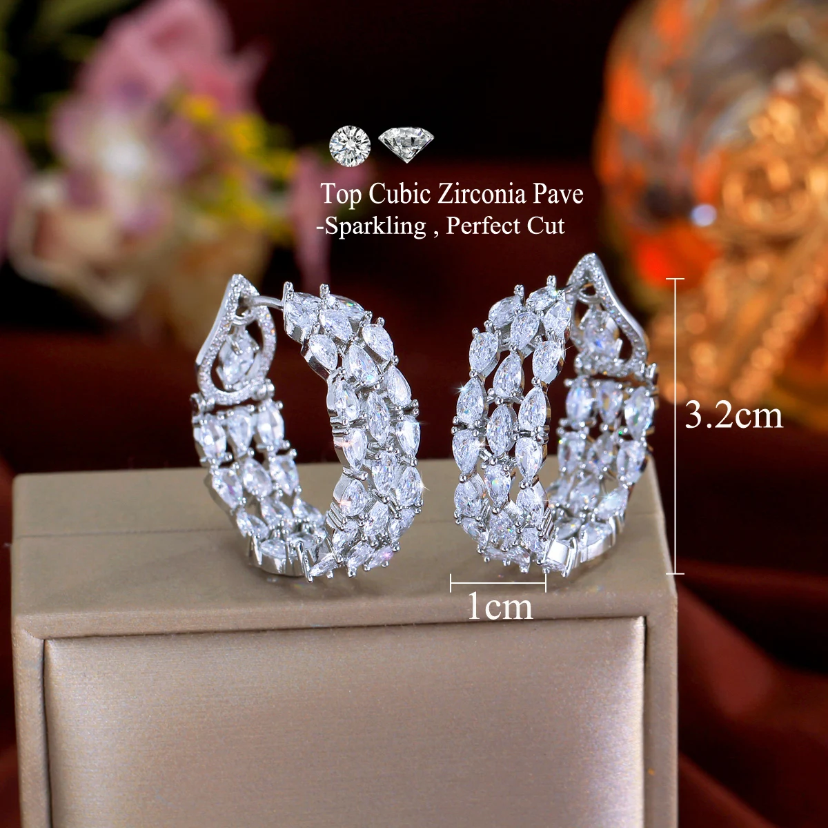 Orecchini A Goccia In Argento 925 Con Zirconia Cubica – Design Sposa/lusso – Confezione Regalo