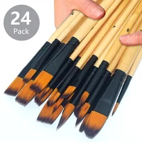 24pcs Professional Artist Paint Brush Set Include Round Filbert Flat Angle Fine Detail Brushes Premium Nylon Brush for Painting 1