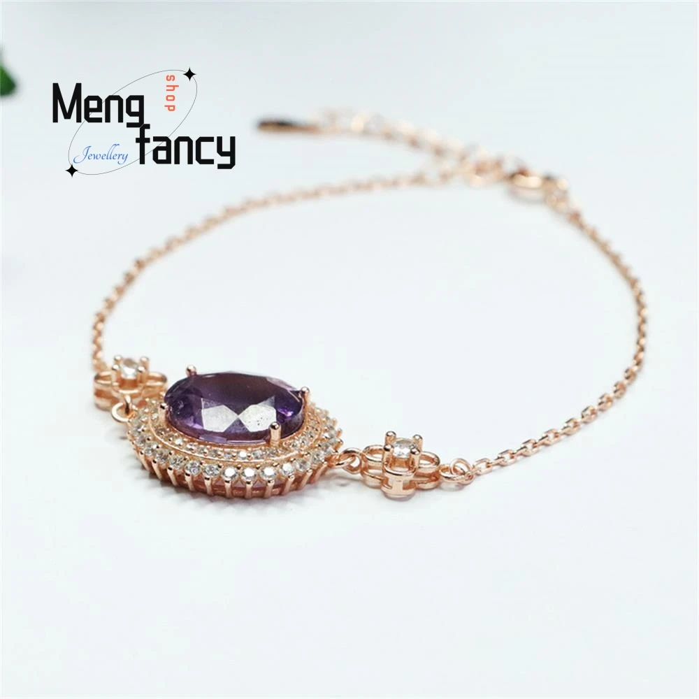 S925 Silver Natural Amethyst Bracelet Brazilian Coloured Exquisite Elegant Simple High-grade Gemstones Luxury Fashion Jewelry