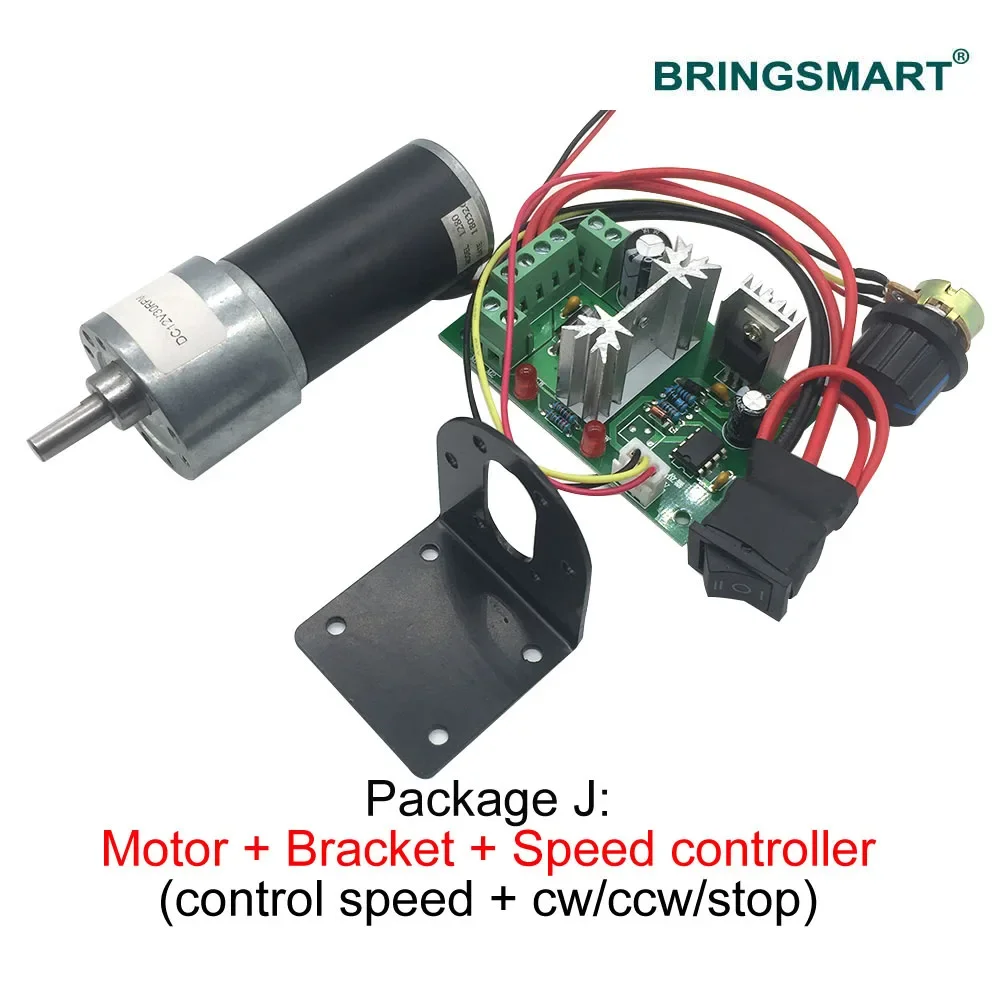 Bringsmart JGB37-3157 DC Gear Motor 12 Volt Reductor Engine High Speed High Torque Reversible 24V DC Reversible Reduction Geared