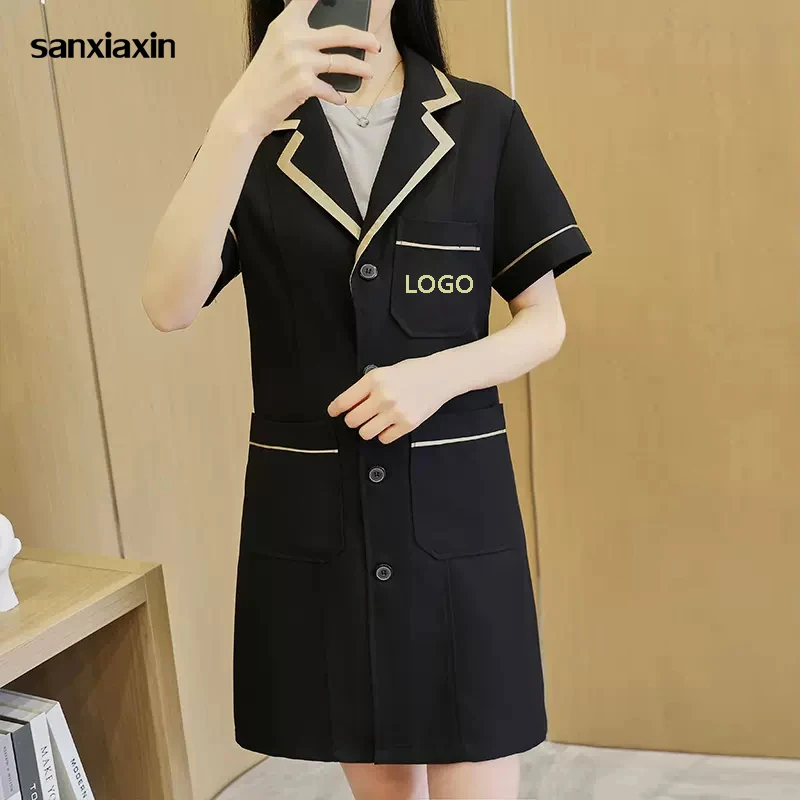 

Lab Uniform for Women Uniforms Dentist Overalls Work Wear Pharmacy White Coat Costume Female Spa Beauty Salon Long Jacket Gown
