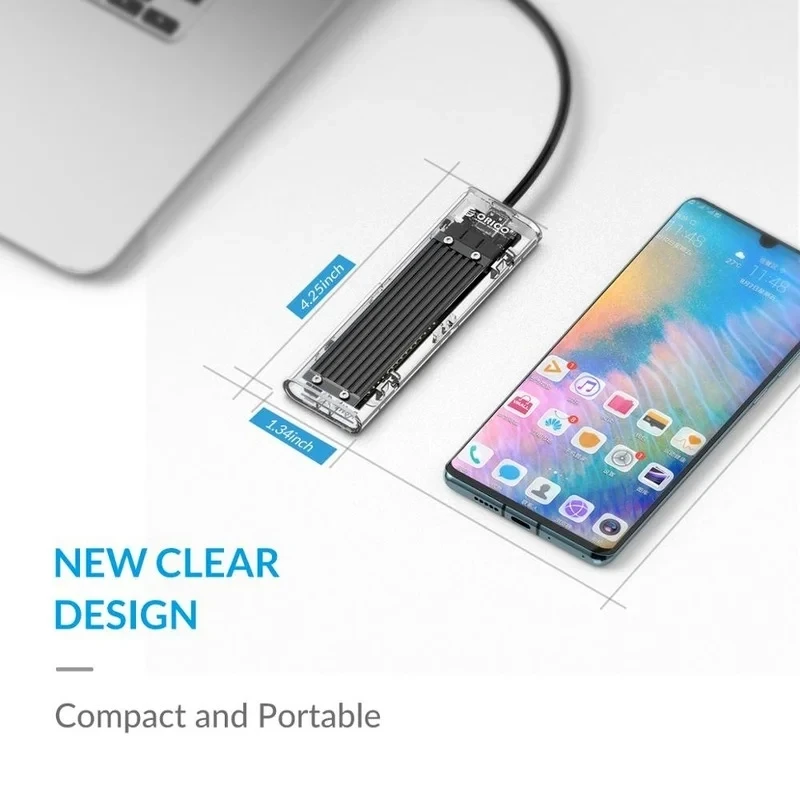 ORICO M.2 NVME SSD 케이스 외장 SSD 인클로저 툴리스 10Gbps M.2 to USB3.2 Type C 투명 외장 어댑터 UASP 지원