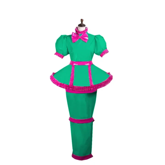 Wetlook PVC Puff Sleeve Long Hobble Dress with Lock 6