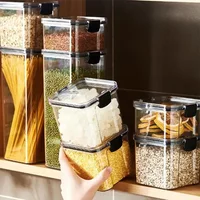 460/700/950/1300/1800ml Thick Sealed Storage Tank Transparent Square Dried Fruit Storage Box Kitchen Grain Storage Jar Container 1