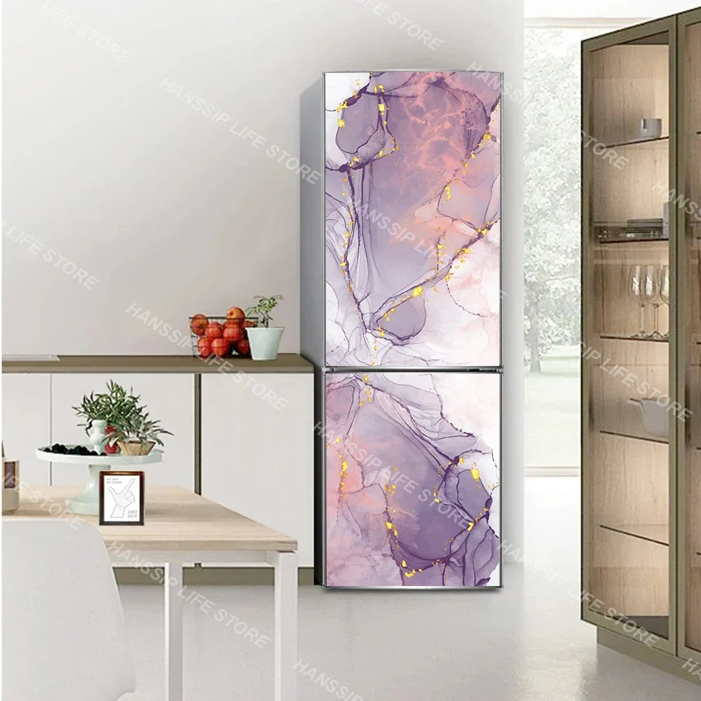 Marble Texture Tile Background Refrigerator Door Sticker Decorations Waterproof Kitchen Abstract Tiles Fridge Door Wrap Cover
