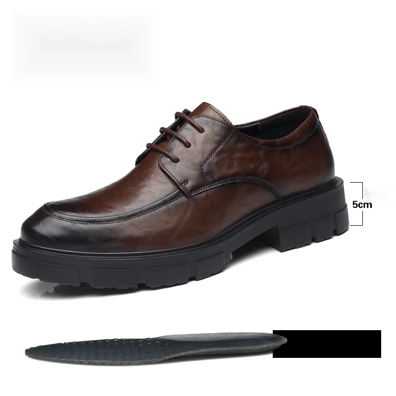 Pelle interna alta 10 cm con motivo a presa da uomo per abiti da lavoro, lacci bassi, suola spessa, traspirante britannica_voghion.com