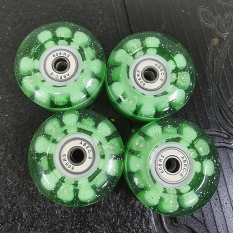 1PCS 58x32mm PU 82A Double Row Roller Skate Wheels 4-Wheel Skates Skateboard 6 Light Luminous Wheel With Bearing Outdoor Skating