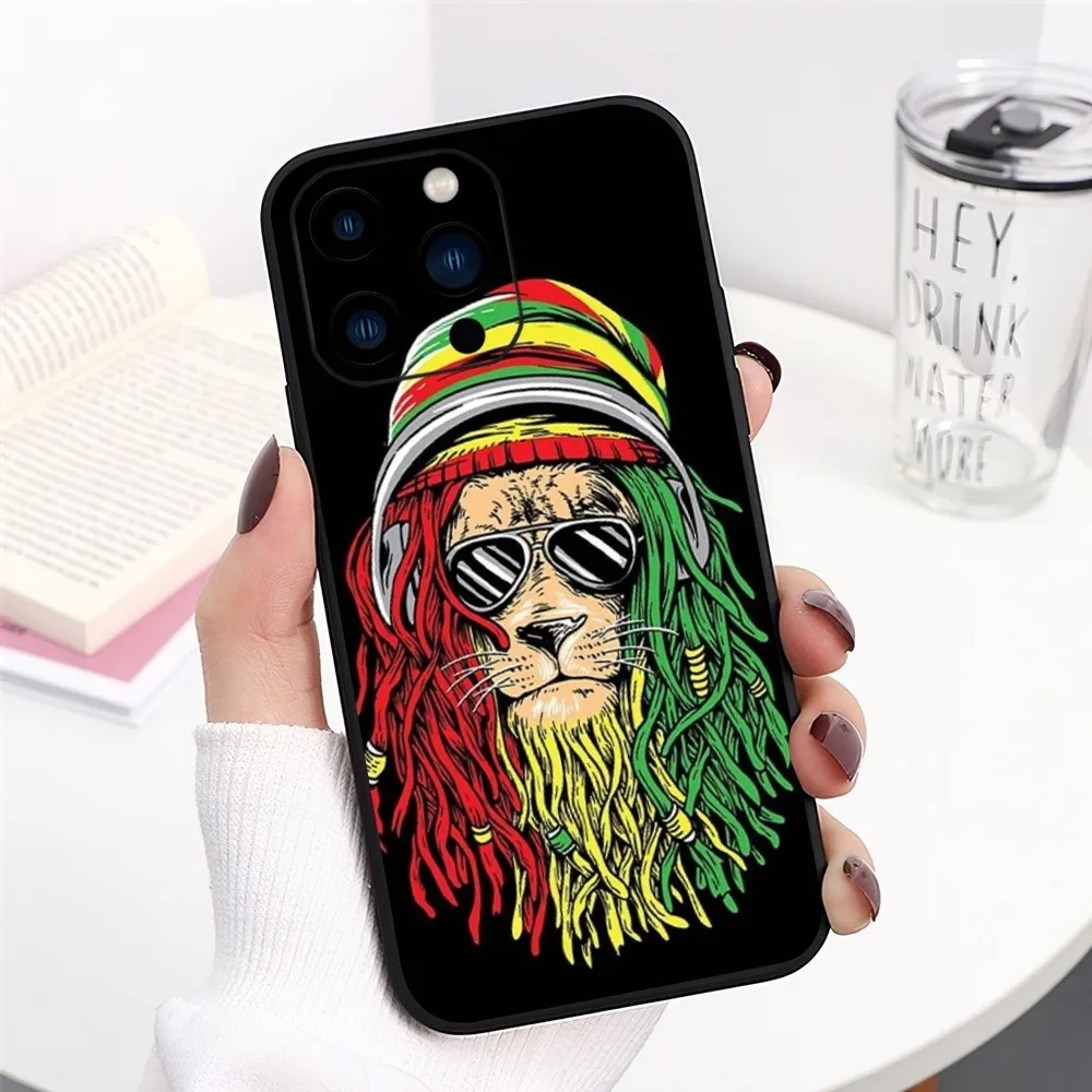 thumbnail image 1 of Funda de teléfono Bob Marley Rasta Lion para iPhone 13 14 15 11 12 Mini Pro Max Carcasa transparente, 1 of 5