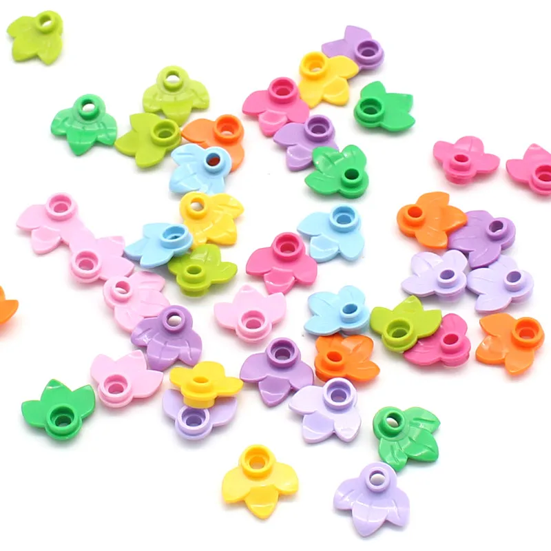 100 stücke MOC 32607 Anlage Platte Runde 1x1 Blätter Kürbis Baum DIY Erleuchten Bausteine Kompatibel Kinder diy Ziegel Spielzeug
