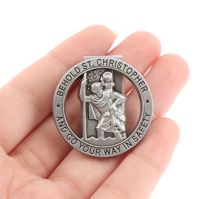 Voiture Saint Christophe Visor Clip St Christopher Médaille Gardien Ange  Visière Porte-clés Orthodoxe Religieux Patron Médaille Bijoux
