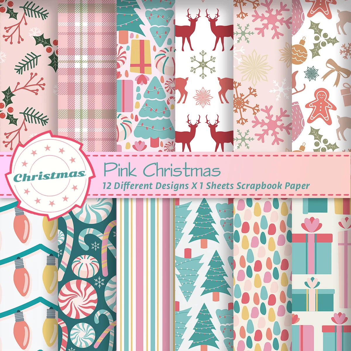 Retro Christmas Scrapbook Paper 12pcs Christmas Tree Design Single Sided DIY Craft Paper For Journal Card Making Gift Decoration scrapbook paper craft paper scrapbooking material handmade craft paper diy craft materials handmade paper scrapbooking paper