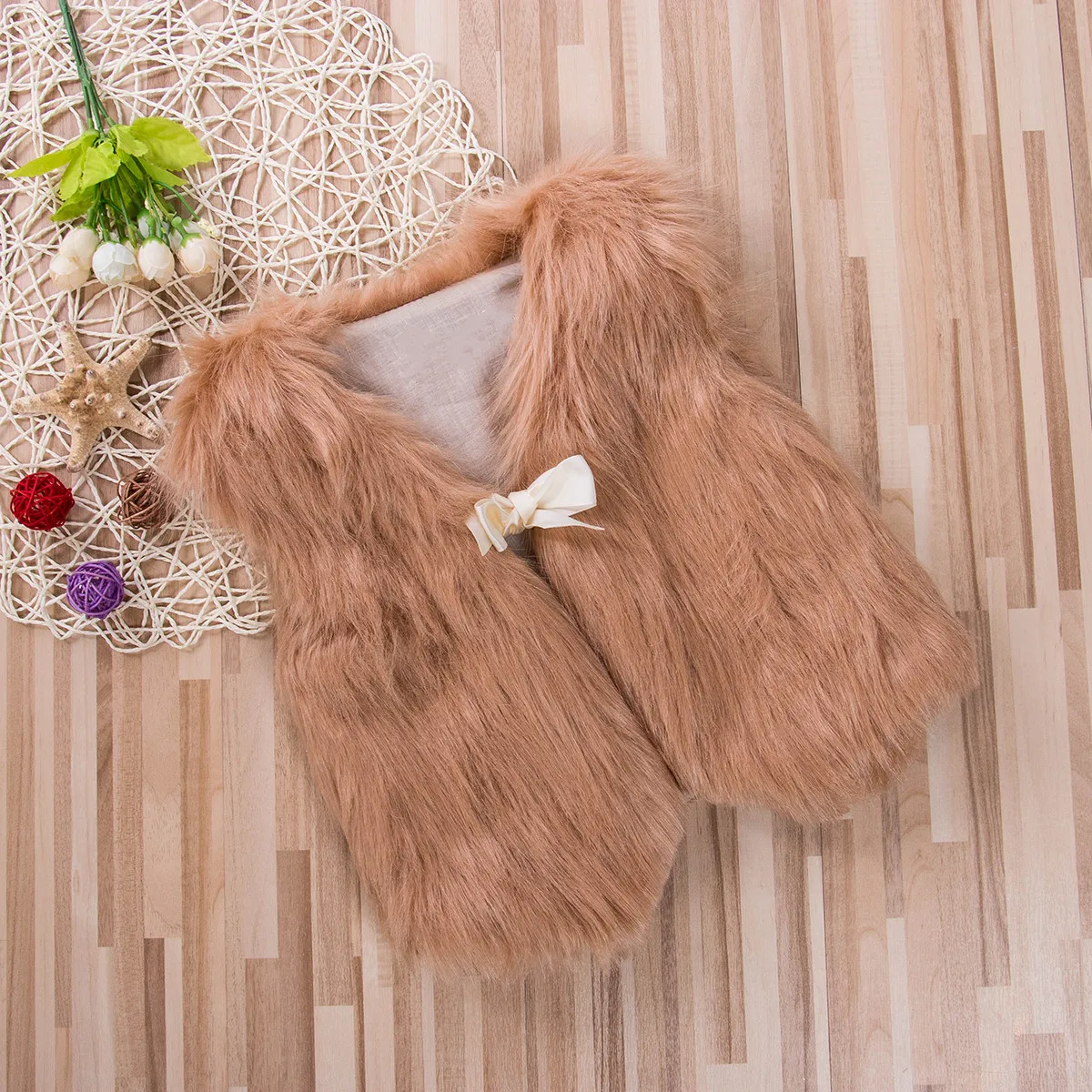 0-5Y Baby Girls Plush Waistcoat Kids Autumn Winter Clothing Solid