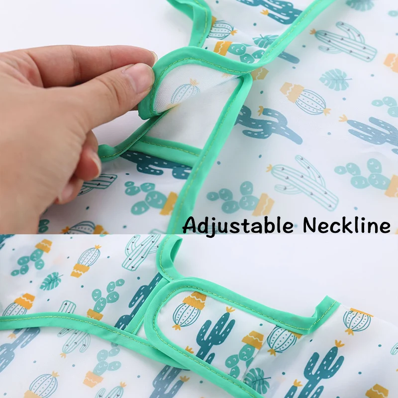 Baby Bib Sleeved Baby Bib Cartoon Print Toddler Bib Smock Waterproof Washable Stain and Odor Resistant