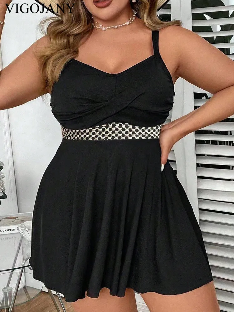 VigoJany 2026 Black Strapped Plus Size Swimwear Women Cross Push Up ...