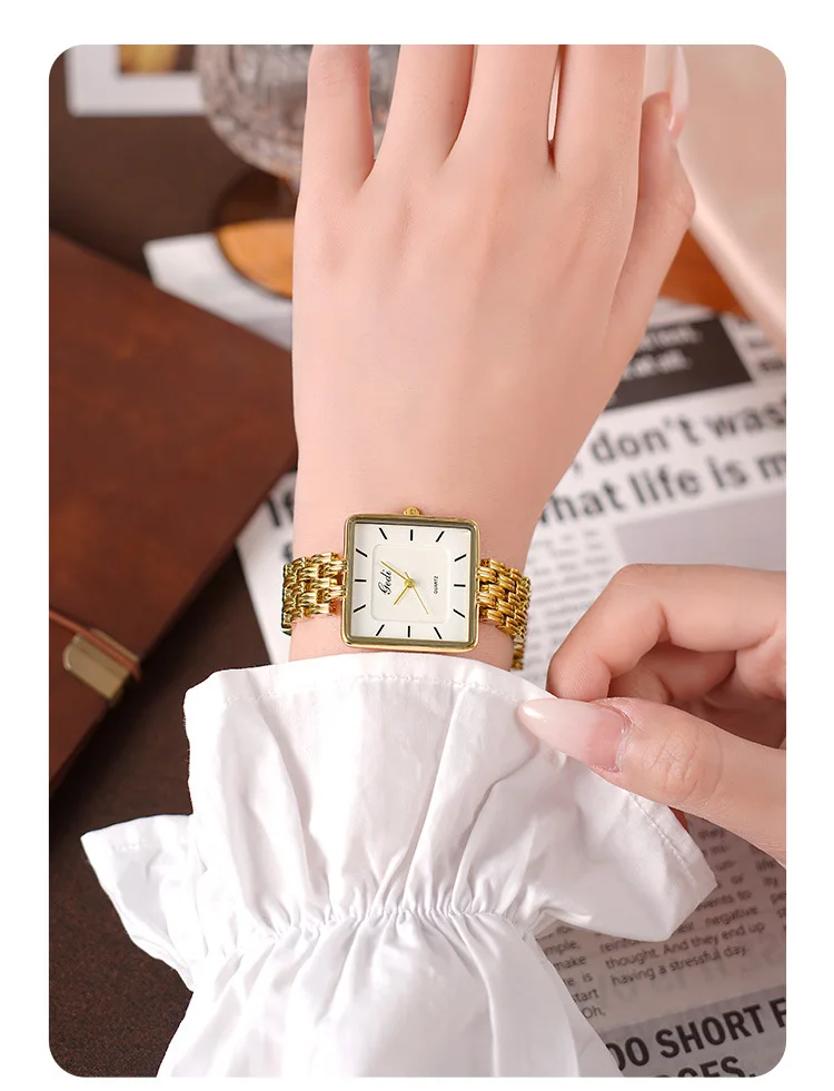 Men Watch Business Simple Square Couple Watches Waterproof Stainless Steel Premium Ultra Thin Women Fashion Quartz Wristwatches