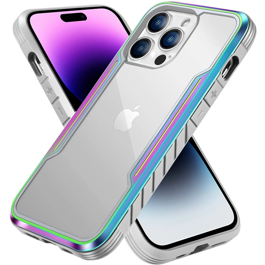 

Чехол для iPhone 14 Pro Max 13Pro Max, гибкая ударопрочная металлическая рамка в стиле милитари, из ТПУ и поликарбоната, прозрачная задняя крышка 14 Plus