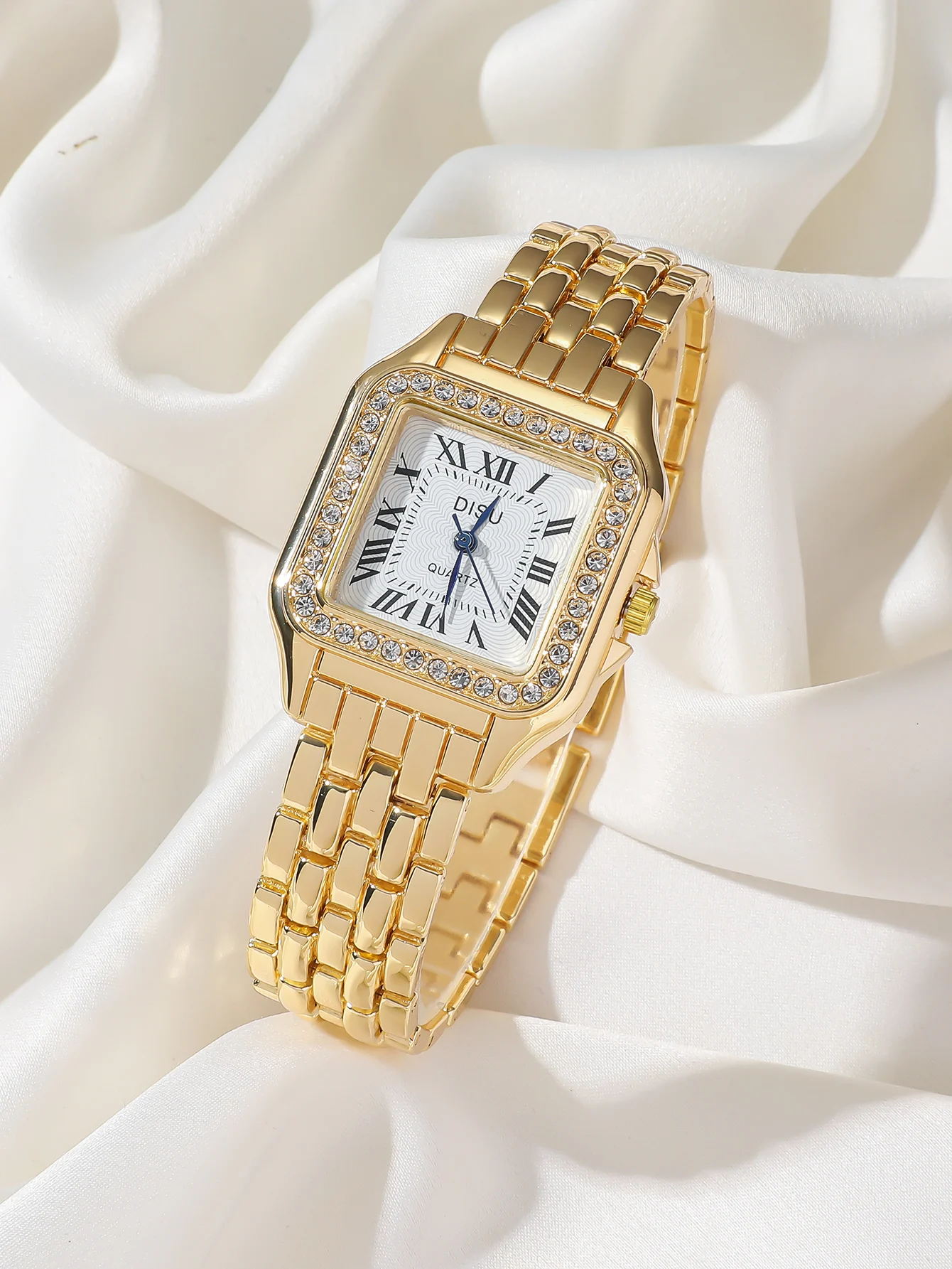 ساعة كوارتز مربعة صغيرة للنساء بحزام من الفولاذ ال...