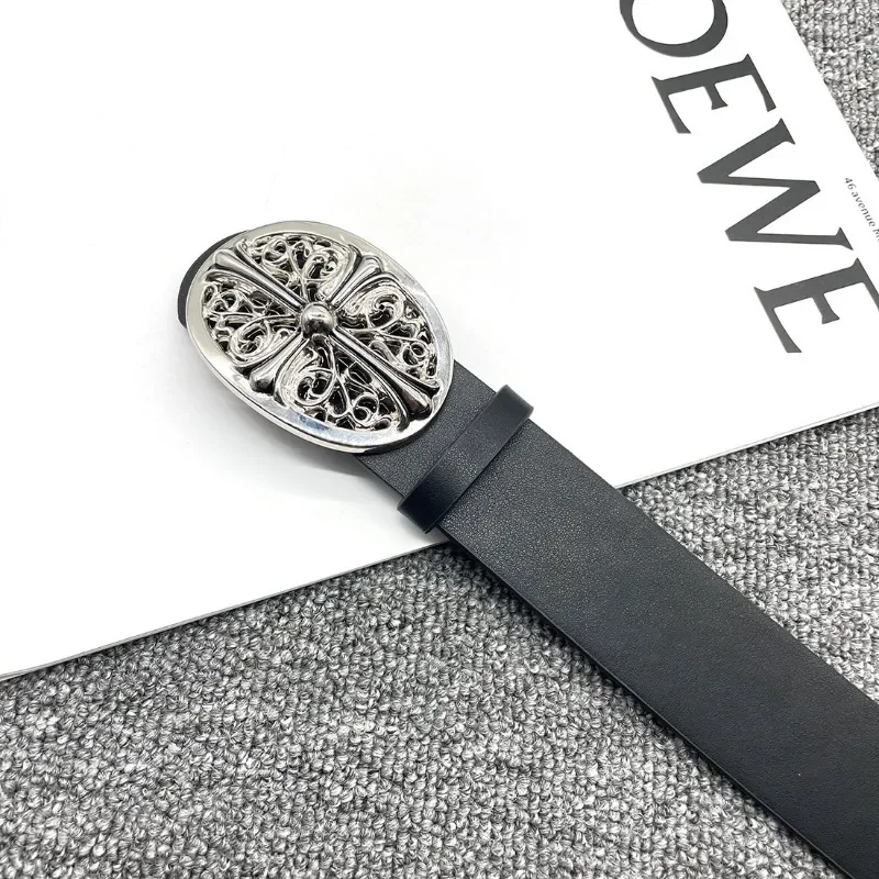 レトロクロスバックルエンボスベルトメンズ Y2k パンクウエスト