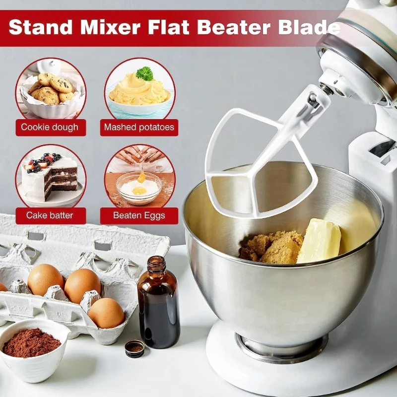 Coated Flat Beater for 4.5-5QT Stand Mixer Efficient Metal Mixing Attachments