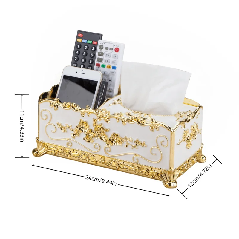 1Pcs Victorian Decor Facial Tissue Box Holder Cover Bathroom Office, Silver Plastic Tissue Holder 5