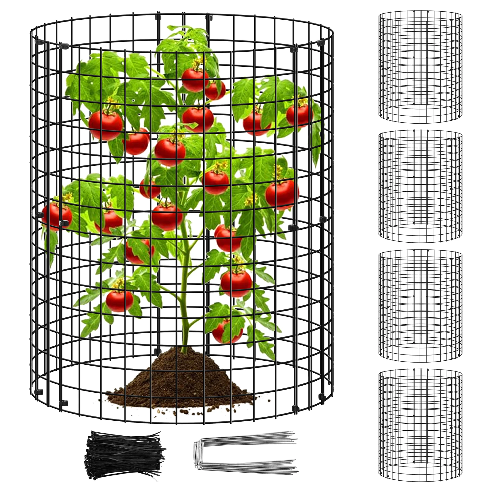18 Protezioni Per Piante In Metallo Con Rivestimento Vinile - Gabbie 30,5x30,5 Cm, Kit Con Picchetti E Fascette, Barriere Anti-conigli E Polli Per Giardino - 6