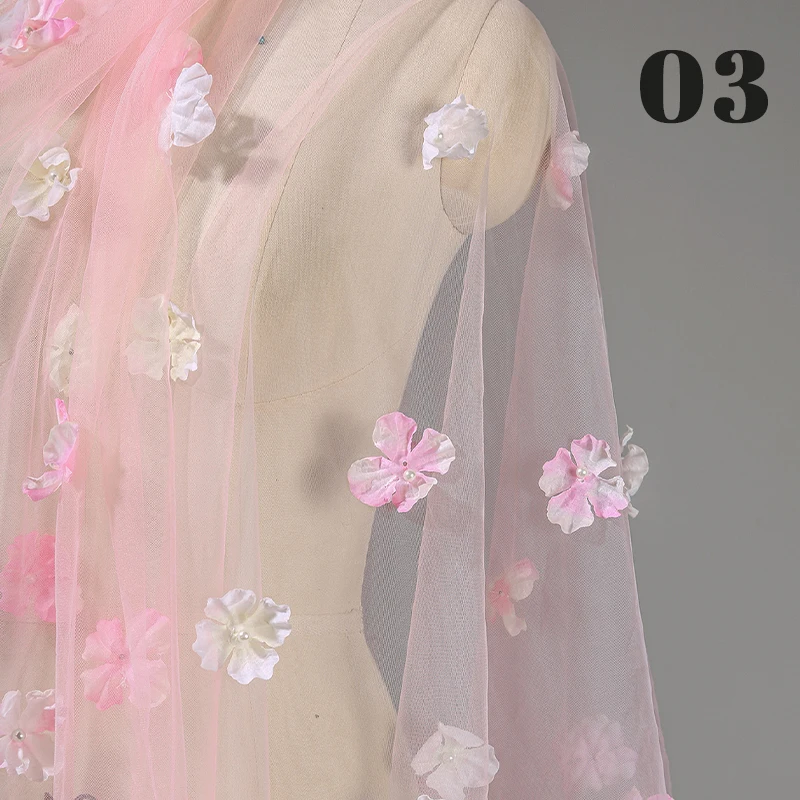 3D-Blume, weicher Netzstoff, süße Feenkleider, Hochzeitskleid, Kleidung, DIY, handgefertigtes Material, bionische Begonie, Blumen-Gaze-Tuch – Detail 2