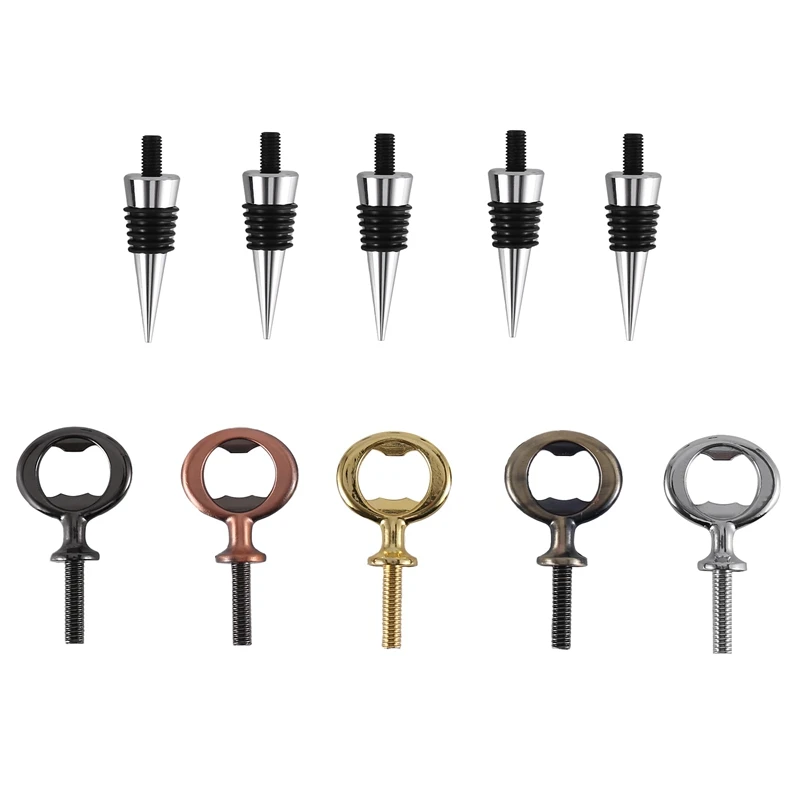 

Wine Stopper,Blank Bottle Opener Chrome Bottle Stopper Opener Set Hardware For Wedding Wine Party Wood Turning DIY