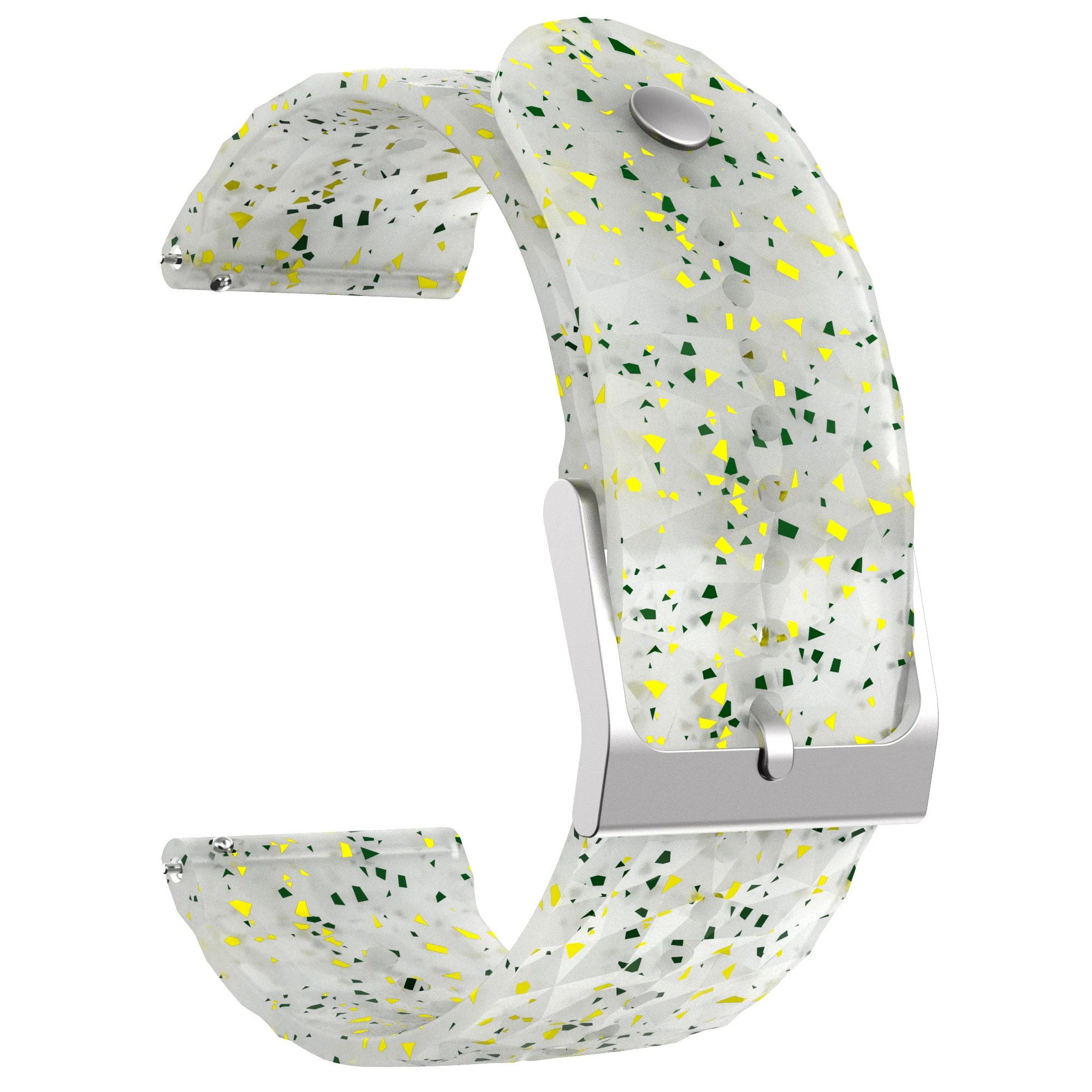 Green & White Silicone Running Strap - Universal 24mm Band