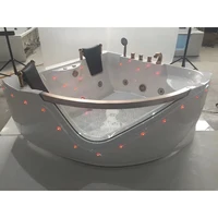1500mm Bathroom Wall Corner Whirlpool Bathtub LED Colored Lights Indoor Spa Double People Surf Massage Tub 1511AA 1