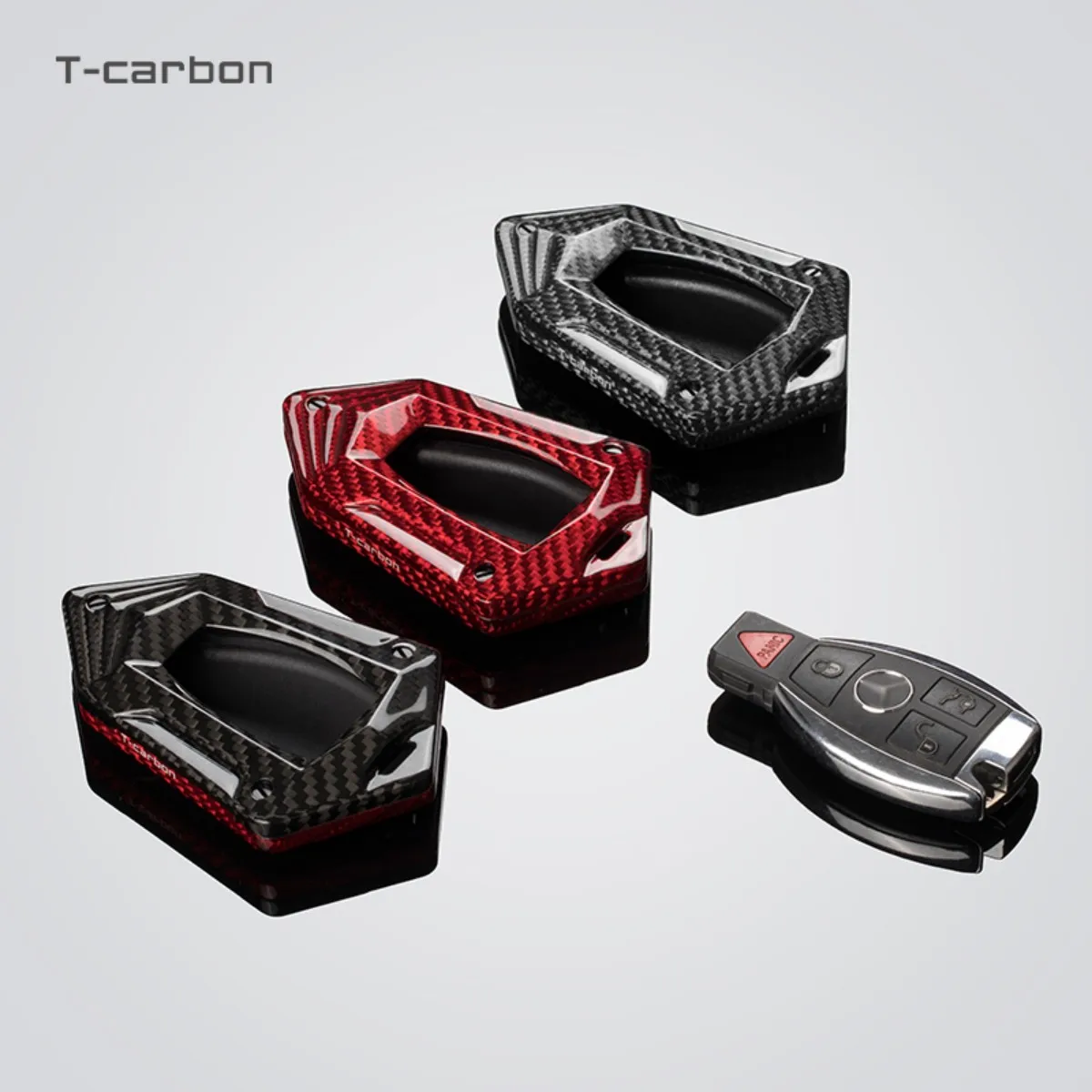 

T-Carbon Car Key Case Cover For Mercedes Benz CLS CLA GL R SLK AMG A B C S Class Carbon Fiber Key Accessories