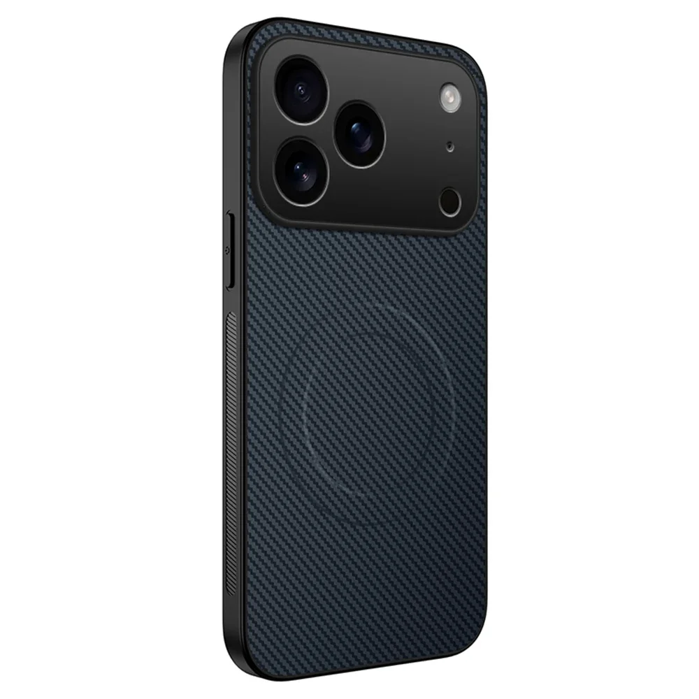 Ultra Thin Carbon Fiber Magnetic Leather Shockproof Military Phone Case with Magsafe Compatibility