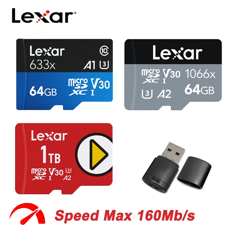Lexar Micro SD 128GB 32GB 64GB 256GB 512GB 1TB Card SD/TF Flash U1 U3 4K V10 V30 Memory microSD for Phone 16G |