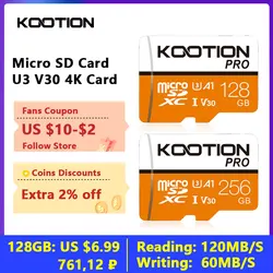 KOOTION T1Pro Micro SD Card 64GB 128GB 256GB Flash Memory Cards A1 V30 U3 Class 10 High Speed Microsd TF Video Card for Phone