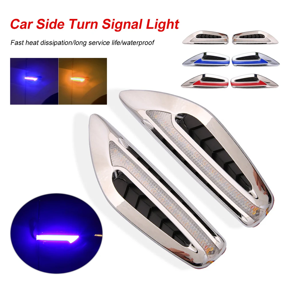 

2Pcs Car LED Turn Signal Flowing Fender Turn Signal Side Marker DRL White and Amber Daytime Running Light Drilling-Free Install