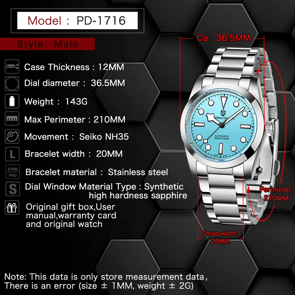 36MM Snowflake Pointer Mechanical Men Wristwatches Luxury Sapphire Glass NH35 Movement Automatic Watch for Men mechanical watch