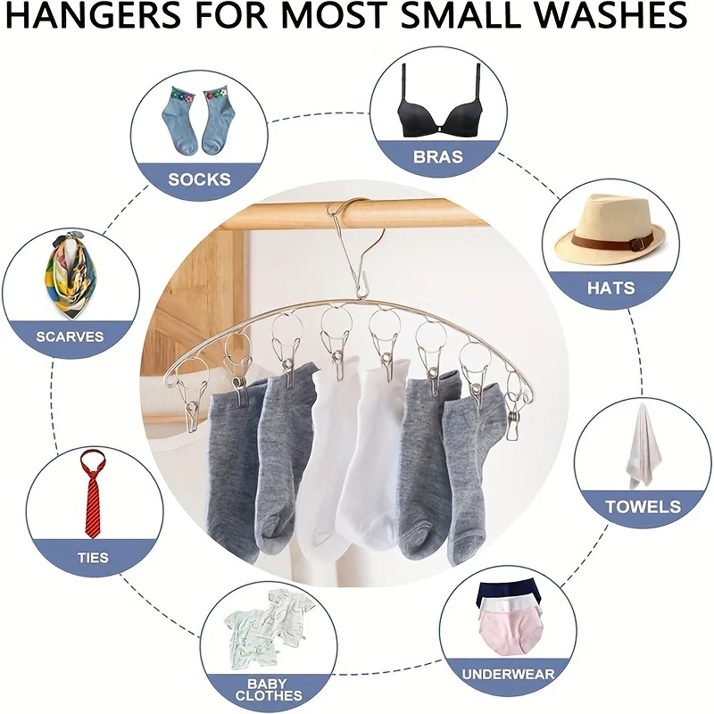 Stainless Steel Windproof Clothespin Laundry Hanger Bra Sock Towel Clothesline Hook Clothes Rack Peg Dryer Airer Drying 2